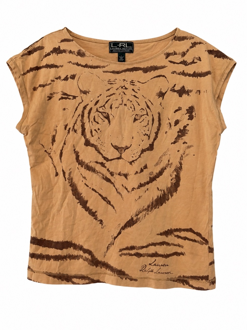Vintage Y2K Ralph Lauren L-RL Tiger Graphic Tee Top Large